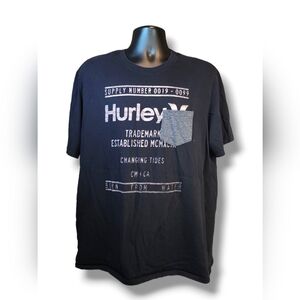 Hurley Men's Black XL/X-Large T-shirt  Established Logo With Chest Pocket Tee